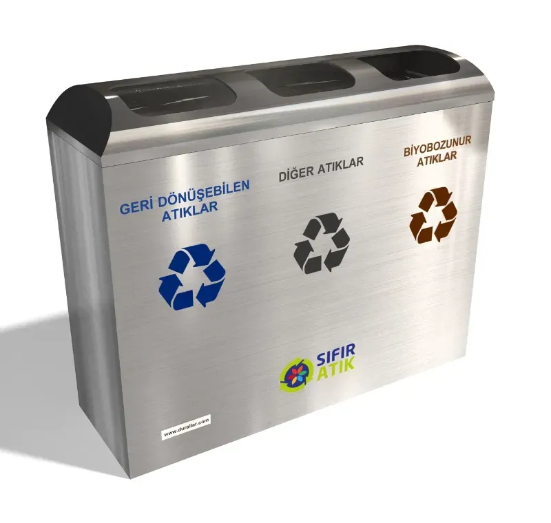 3 lü Geri Dönüşüm Çöp Kovaları -GDK-3094