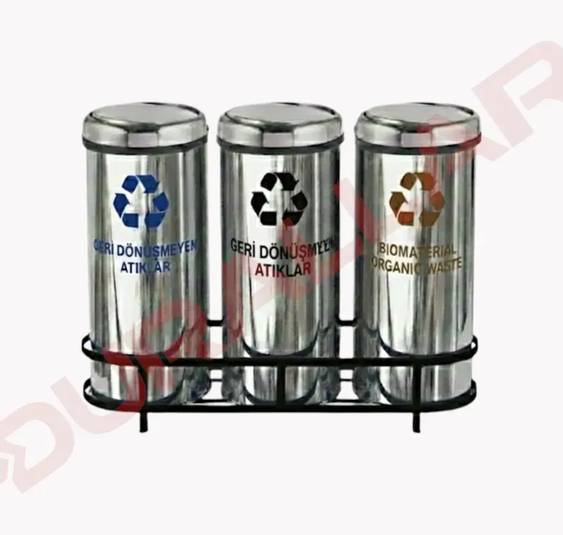 Döner Kapaklı 3 lü Geri Dönüşüm Kovası -GDK-3013