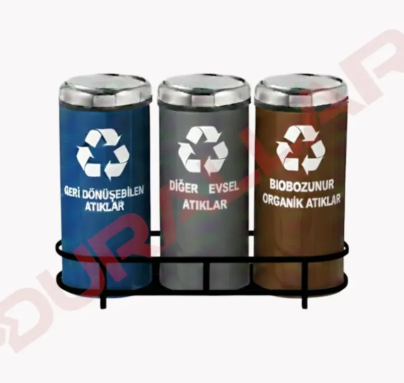 Döner Kapaklı 3 lü Sıfır Atık Kovası -GDK-3011