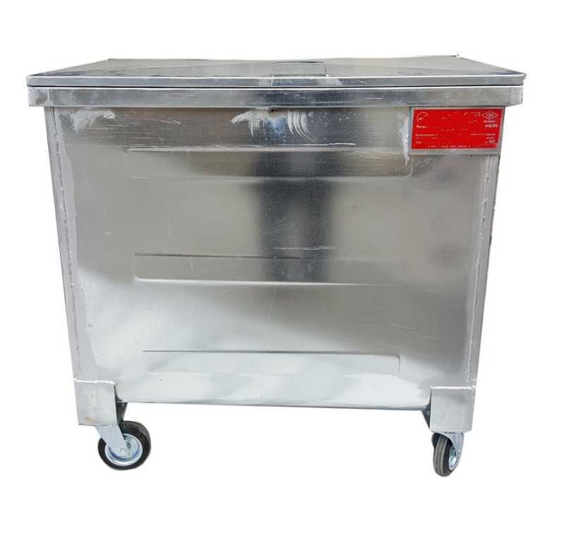 800 Litre Galvaniz Metal Çöp Konteyneri 1,5 mm -