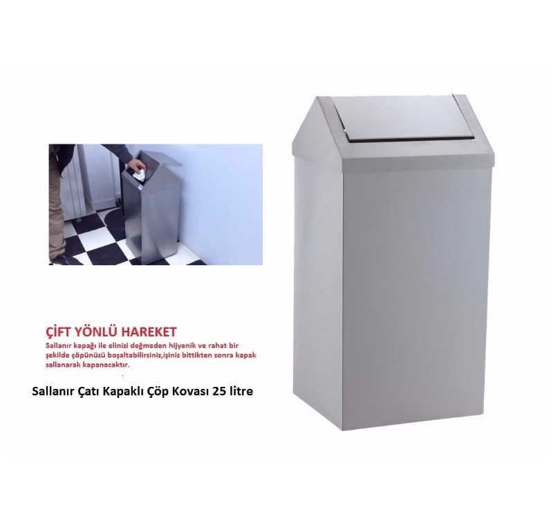 Sallanır Çatı Kapaklı Çöp Kovası 25 litre -imk 440